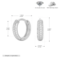 Detailed view of S925 sterling silver hoop earrings with 5A grade zircon measurements - 10mm / Silver