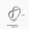 Anillo infinito ajustable de acero inoxidable plateado con diseño ligero de 1,2 g - Abierto Ajustable / Color Acero