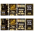 2026 Happy New Year wine bottle stickers set in elegant black and gold festive designs - 8 Pcs/Pack