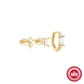 Three-piece set of golden S925 sterling silver geometric earrings with clear zircon stones - Square and Round Zircon Combination Style (Gold#2)