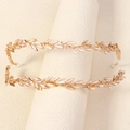 Elegant gold leaf bridal headband with pearlescent finish for weddings and parties - Gold Cream Leaf