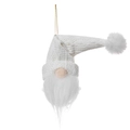 Nordic Christmas gnome ornament with white knitted hat and bell for tree decoration - Sphere / White