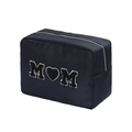 Black chenille letter M❤️M patch cosmetic bag with gold glitter embroidery and zipper - L / Black
