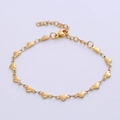 Detail view of a gold heart link bracelet with lobster clasp and adjustable chain extender - Horizontal Heart (Polished) / Gold Bracelet (17+5cm)