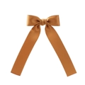 Maillard caramel colored ribbon bow hair clip with elegant long trailing streamers - Amber Orange