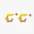 Irregular U-shaped wave earrings in vibrant yellow enamel and polished gold finish - Yellow (KDE1694)