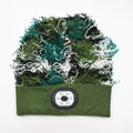 Camo knitted beanie with integrated LED light, stylish warm winter hat for outdoors - 6-LED Ghillie Camo Style / Camo Green