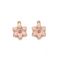 Detailed macro view of pink enamel flower charms with gold base and center rhinestone - Pink