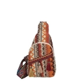 Bohemian woven crossbody chest bag with ethnic geometric patterns and stylish tassels - Orange