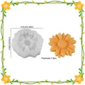 Daisy shaped silicone mold for DIY candles with orange flower finish and size specs - Chrysanthemum