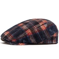 Vintage navy plaid cotton flat cap with distressed finish for a classic retro y2k look - Adjustable (55-59cm) / Red and Blue Plaid