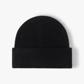 Gorro clásico de punto negro para invierno con un diseño grueso de lana con dobladillo - Talla única / Negro