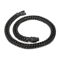 Men's hip-hop cuban link chain necklace in polished black plated stainless steel - Black Necklace 45cm (KN225457-Z) / Black