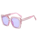 Occhiali da sole squadrati rosa con strass in cristallo e lenti color lavanda - Montatura rosa trasparente lenti rosa