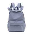 Light blue school backpack with cute 3D bunny ears and large front zipper pocket - Blue