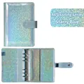 A6 Starry Blue PU leather binder with 6-ring metal binder and holographic glitter finish - Starry Blue Shell Only
