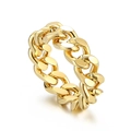 Anello a catena di tendenza in acciaio al titanio dorato stile hip-hop per uomo e donna - Oro Kr100674 / Taglia 6