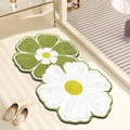 Green and white floral-shaped bath mat with absorbent tufted texture and non-slip backing - Fresh Green Large Flower / 30*40cm [standard Diatomaceous Earth Wall]