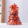 Red agate resin Christmas tree ornament with Merry Christmas text for home table decor - Red Agate
