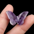 Hand-polished natural purple crystal butterfly ornament with unique stone texture - Amethyst