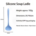 Blue food-grade silicone soup spoon with long handle for non-stick cookware 29.5cm - Large (Thick) / Blue