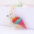 Portachiavi martin pescatore colorato con strass scintillanti e moschettone dorato - Bianco