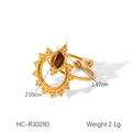 Makroaufnahme Goldring mit Tigerauge und feinen Perlenverzierungen im Sonnenstrahl-Design - Sonnenstrahl-Stil(HC-R30280)
