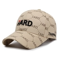 Beige cotton baseball cap with FARD embroidery and full letter print pattern - Adjustable / Khaki