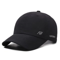 Quick-dry breathable black running sports cap for men and women with side logo - Adjustable / Black