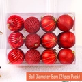 24-piece set of 8cm red Christmas baubles in assorted glitter and matte finishes - 8cm Red Balls (24 Pieces)
