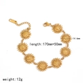 Detail der vergoldeten Sonnen-Gliederkette aus Edelstahl mit Längenangaben in Millimetern - Sonnenanhänger Gliederkette Armband (TB5134-15)