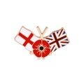 Spilla commemorativa bandiera britannica con bandiere incrociate e papavero rosso - Stile Bandiera Inghilterra Regno Unito Con Papavero Rosso