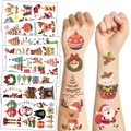 Set of temporary Christmas tattoos featuring Santa Claus, reindeer, and festive tree patterns - Christmas Series