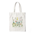 Cream canvas tote bag featuring colorful wildflower print and aesthetic floral design - Style S-Colorful Wildflower
