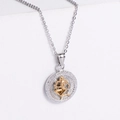Collana con ciondolo zodiacale bicolore oro e argento con rilievo scolpito dettagliato - Vergine