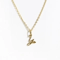Golden stainless steel necklace featuring a cursive letter Y pendant with a small heart - Gold - Letter Y