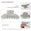 Large acrylic shark hair claw clip with full sparkling rhinestones in silver 10.8cm - No Logo Style / Silver