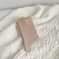 Women's cotton crew socks in cream beige with a comfortable ribbed loose cuff design - Deep Skin