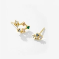 Detailed close-up of S925 sterling silver earrings with colorful crystal stones - 925 Silver / Pisces (18K Gold)