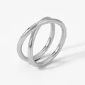 Minimalist double-layered stainless steel ring in polished silver finish for women - US 6 / Cross Silver Style (PD789)