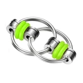 Silver metal chain link fidget toy with green silicone rings for stress relief - Light Green
