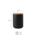 Matte black ceramic airtight jar with wooden lid 800ml medium size storage canister - Medium / Black