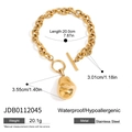 18k vergulde roestvrijstalen grove schakelarmband met onregelmatige metalen hanger - Roestvrij staal / Onregelmatige Hanger Armband (JDB0112045)