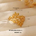 Anello foglia minimalista in acciaio inossidabile placcato oro 18k con foglie sovrapposte - Stile Foglie di Pianta Sovrapposte (1095)