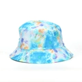 Vibrant tie-dye bucket hat in blue and orange with durable canvas and reinforced brim - Blue Cyan Orange Purple Mix (#29)