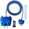 Blue Stitch cartoon silicone case set for 18W/20W charger with spiral cable protector - Stitch / Five-Piece Set