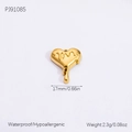 Waterproof gold heart pendant 17mm lava drip design in 18k gold plated stainless steel - PJ91085 Melted Lava Heart
