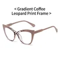 Cat eye blue light blocking glasses in gradient coffee and leopard print frames - Coffee Leopard Gradient