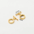Macro detail of 14k gold plated OT toggle clasp with Roman numeral engravings and dimensions - 18K Round Roman Numerals OT Clasp - 4Pcs/Pack