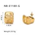 Irregular hollow golden earrings showing dimensions 1.9cm height and 1.8cm width - Irregular Block Style (NB-E1180-G) / Gold